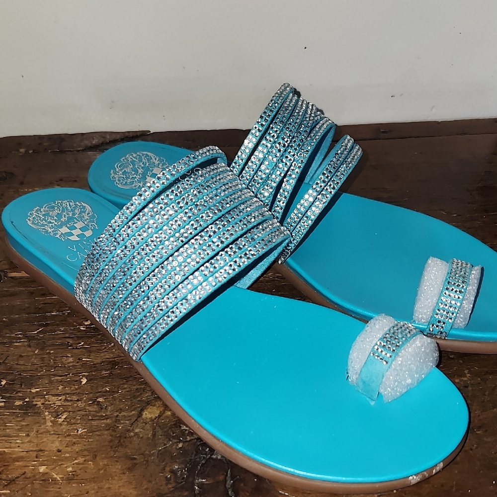 Vince Camuto Turquoise Rhinestone Embellished Sandals NWOB 7.5M
